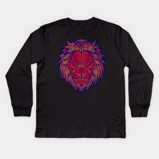 Red lion face with warm highlights Kids Long Sleeve T-Shirt